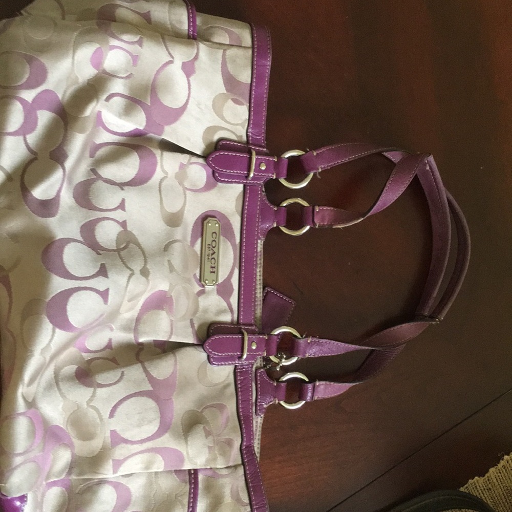 Light purple and beige coach purse